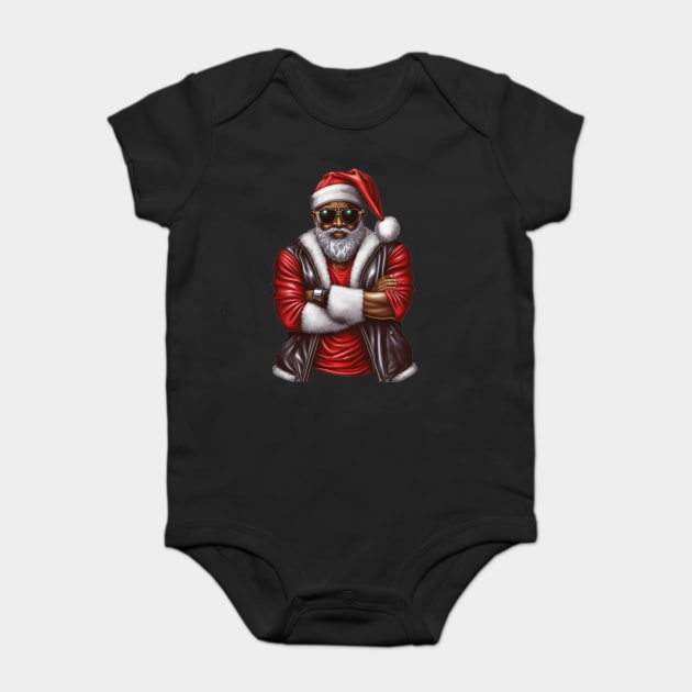 Cool Black Santa, African American Santa Baby Bodysuit by UrbanLifeApparel